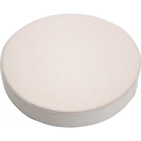 Coussin d'assise rond - 40 x 40 cm - Blanc - Coussin de chaise d'extérieur - Coussin de banc doux et confortable - Coussin de chaise lavable et déhoussable (1/3)