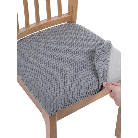 2 housses de coussin de chaise unies, coussins de siège doux et confortables, protecteurs pour la maison, salle à manger, cuisine - décoration de chaises, antidérapantes, Gris