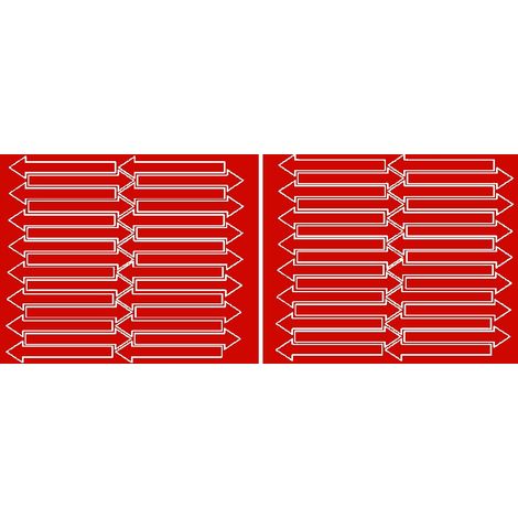 Adesivi a forma di freccia, 10x2 cm, 60 pezzi, rossi lucidi.
