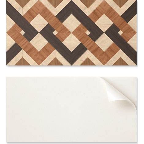 Panel de pared de vinilo autoadhesivo de 120x60 cm con estampado geom茅trico de madera.