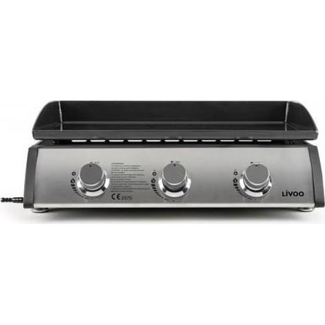 Plancha gaz - DOMOCLIP - Inox DOC277 - 7500W - Acier émaillé - 3 brûleurs (1/4)