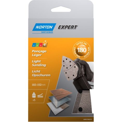 Lot de 5 Patins multi ponceuse perfores auto-agrippants expert 102 x 152 mm Grain 180