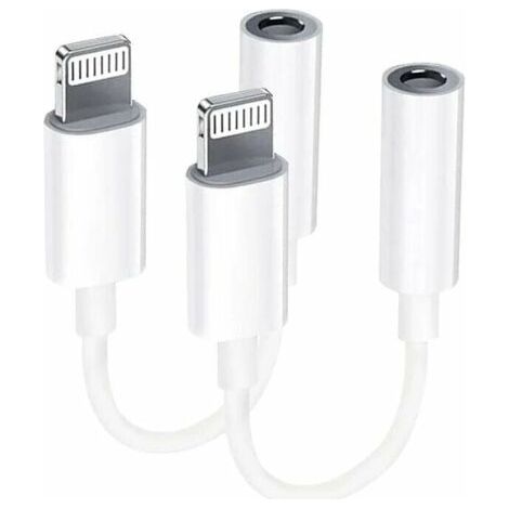 【Confezione da 2】Adattatore da Lightning a jack da 3,5 mm, adattatore per cuffie certificato MFi per iPhone, splitter per cavo audio AUX, compatibile con iPhone 13/12/11/XS/XS Max/XR e tutti i sistemi