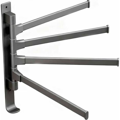 Porte-serviettes pivotant, porte-serviettes de salle de bain pivotant, finition noir mat, fixation murale, quatre bras