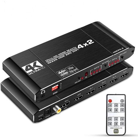 Matrice de répartition audio, commutateur HDMI 4K ultra-clair 4 entrées/2 sorties (1/5)