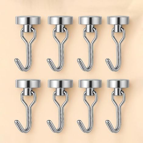Juego de 8 ganchos giratorios de 180°, 8,2 kg, para colgar ropa/camarotes de crucero, color plata. (1/4)