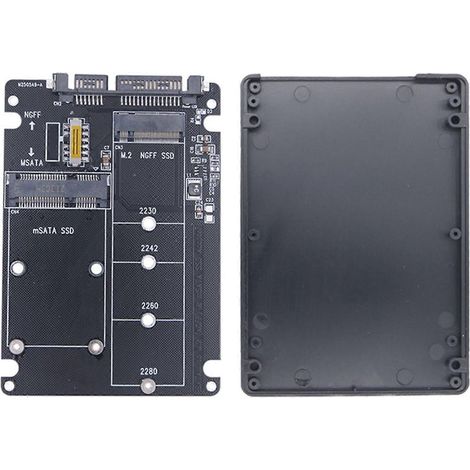 Carte adaptatrice M.2 NGFF MSATA SSD vers SATA 3.0, carte convertisseur 2 en 1, boîtier pour disque dur externe M.2 SSD (1/4)