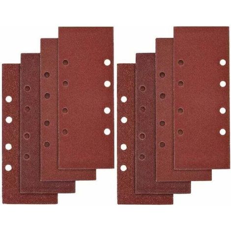 40 PCS Papier de Verre, XU, 93 x 185mm Feuilles Abrasives pour Ponceuse Vibrante 8 Trous Assorted P40, P60, P80, P100 Grit - KZQ (1/4)