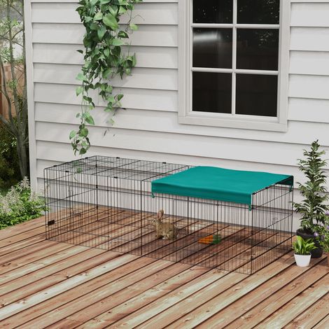 Recinto modulare in acciaio con copertura per conigli, roditori e piccoli animali, per uso interno/esterno, 220L x 85W x 70H cm, verde