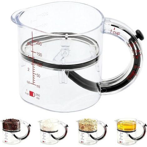 Petit Doseur, Petit Mesureur pour Cuisine et Pâtisserie, Tasse à Mesurer Réglable avec Racleur pour Dosage Précis (1/5)