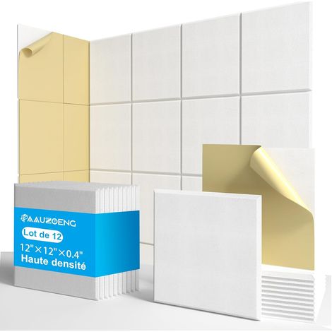 Panneaux Acoustiques Autoadhésifs 30x30cm • 12 Panneaux Anti-Bruit 9mm • Kit Complet pour Studio Podcast/Home Cinéma/Salle de Streaming • Absorption Acoustique Immédiate (1,08m²) (1/5)