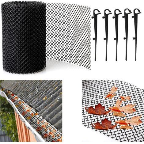 pair Grille de protection de gouttière en plastique - 18cm de large x 8m de long, empêche les feuilles ou les débris de se boucher, grilles de protection de gouttière pour les tuyaux de descente et le
