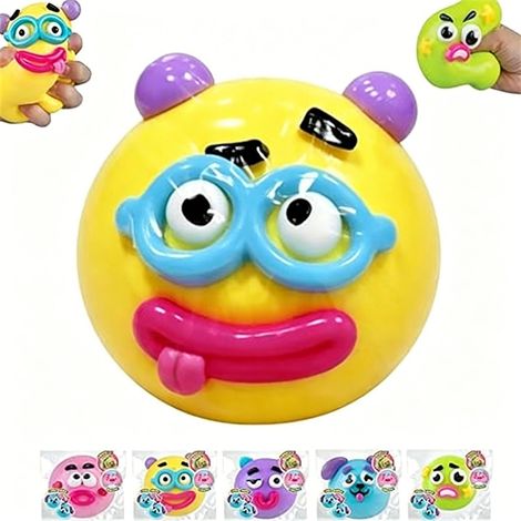 NOUVEAU Smushers Squishy Smushers Chien Quirky à Visage Échangeable - Jouet à Presser à Rebond Lent - Chien Quirky - Jaune - 777cm