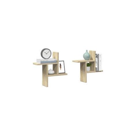 Étagères murales 2pcs chêne sonoma 38x12x38 bois d'ingénierie (1/5)