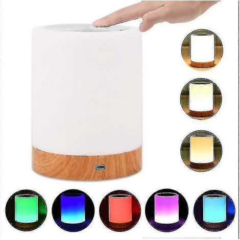 Lampe de chevet LED, lampe d'ambiance à intensité variable pour chambre et salon, veilleuse portable 16 couleurs avec lumière blanche chaude et changement de couleur, cadeau idéal (1/2)