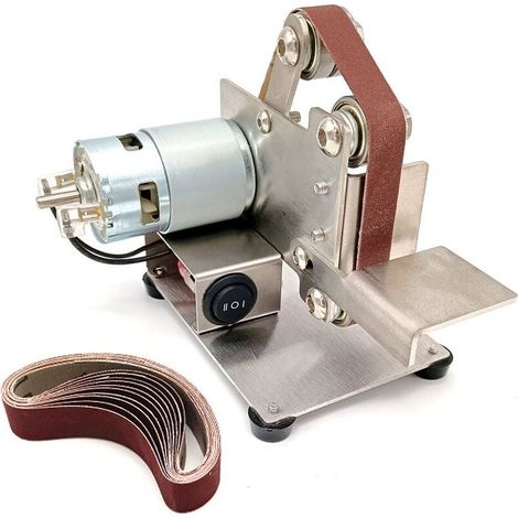 Meuleuse multifonctionnelle Mini ponceuse à bande électrique DIY Polissage Rectifieuse Cutter Edges Sharpener (Argent, Type1) (1/4)