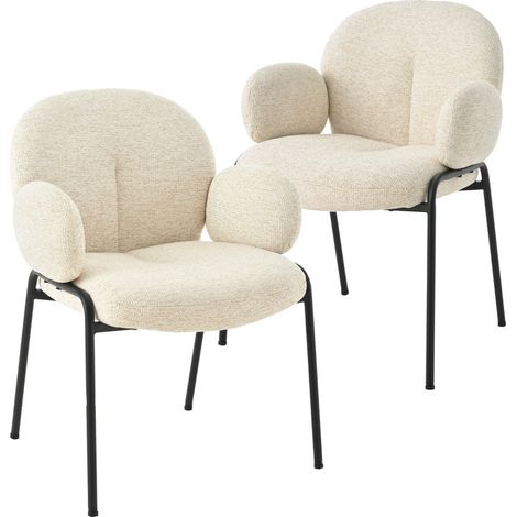 Goeurvant Moderne Esszimmerstühle mit verstellbaren Füßen, skandinavischer Stil, ideal für Esszimmer, Wohnzimmer oder Büro - 2er Set - Beige