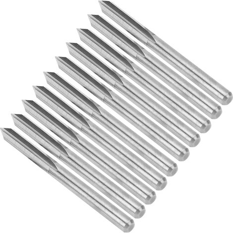Set of 10 V-Engraving Cutters, 60° Mirror Edge, 3.175mm Shank (1/5)