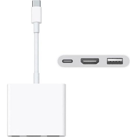 Adaptateur multiport AV numérique - OUTAD - USB-C - Blanc - 12x8x1cm - Compatible USB