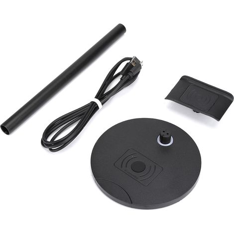 Support de casque de jeu en métal noir, support de bureau pour écouteurs, charge sans fil Qi