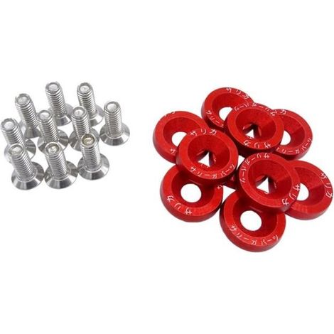 10 pièces Boulons écrous hexagonaux M6x20, aluminium anodisé rouge, fixation pare-chocs JDM pour voiture et moto
