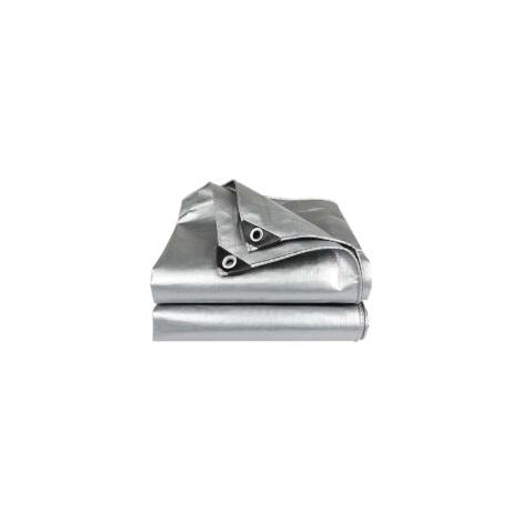 Telo impermeabile per esterni, telone per camion per cortile, giardino, mobili, 2 x 6 m (argento) - Crezuo (1/4)