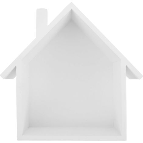 Étagère Murale Flottante en Bois Massif Forme Maison Blanche Étagère de Rangement Décorative Rustique pour Salon Chambre Cuisine 24 X 78 CM Solution Pratique et Esthétique (1/5)