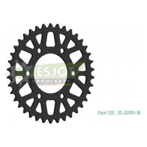 Couronne Acier Kawasaki - 520 - 38 Dents - Similaire JTR1478 - Made in Germany