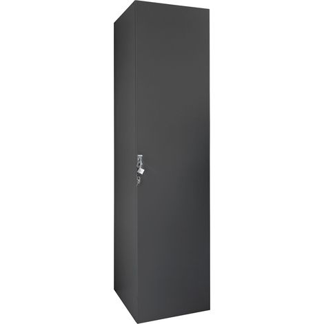 Armoire cadenassable avec 1 porte en bois mélamine coloris graphite - longueur 45 x hauteur 185 x profondeur 54 cm (1/2)