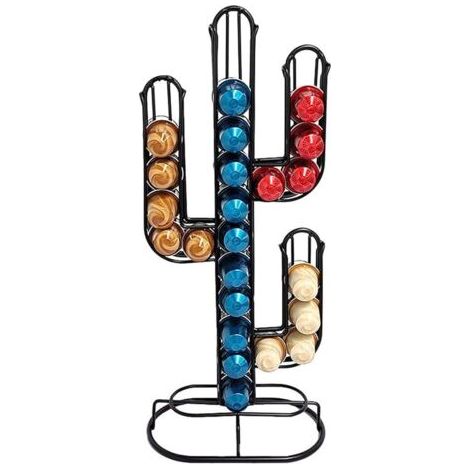 Support de Dosette , Support de Dosette de café en Forme de Cactus Maison Organisateur de Support de Stockage de Capsule de café en Fer Noir, Peut Contenir 48 Dosettes de (1/5)