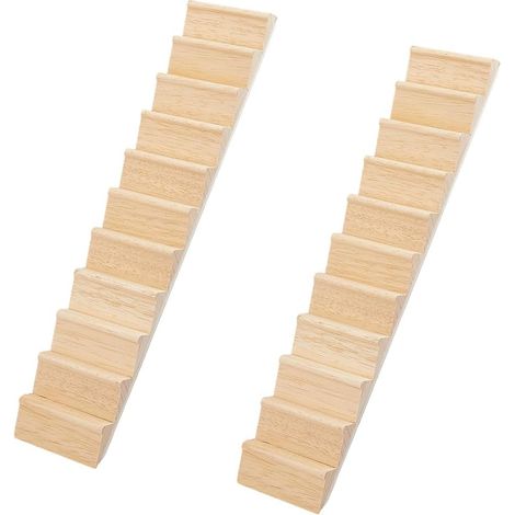 2 pièces Escalier Miniature pour Maison de Poupée 1:12 Échelle Bois Escalier Miniature Décoration Sans Garde-corps Accessoires pour Maison de Poupée Modèle pour Décoration Paysagère Mise en (1/5)