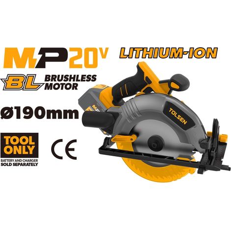 Sierra circular inalámbrica 20V 190mm TOLSEN, TOLSEN. (1/5)