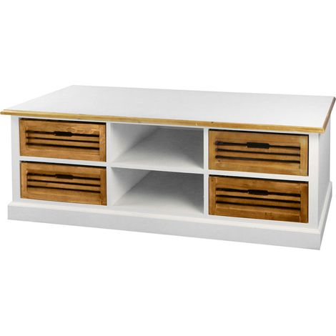 Lowboard weiß 150x43 cm Paulowniaholz TV-Board PARIS II (1/3)