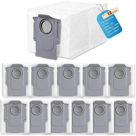 Lot de 12 sacs d'aspirateur pour Saros 10/10R/S8 MaxV Ultra/Qrevo Pro/Q revo/Qrevo MaxV/Qrevo S/Qrevo master/S8 Max Ultra - Accessoires pour aspirateur - 3 l (1/5)