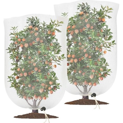 Filet de protection pour plantes, 2 pièces, filet anti-insectes avec cordon de serrage, filet pour légumes, filet de protection contre les oiseaux, protège les plantes contre les dégâts causés par les