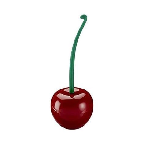 1 - Brosse WC - Support De Toilette - Design Cerise Rouge - Plastique ABS Résistant Pour Salle De Bain Et WC - Rouge - 14x38cm (1/5)