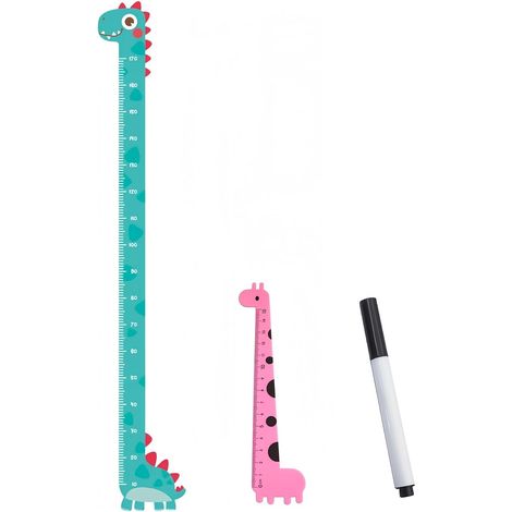 Medidor de altura de pared con forma de dinosaurio, regla colgante para medir el crecimiento de bebés, tanto niñas como niños. (1/5)