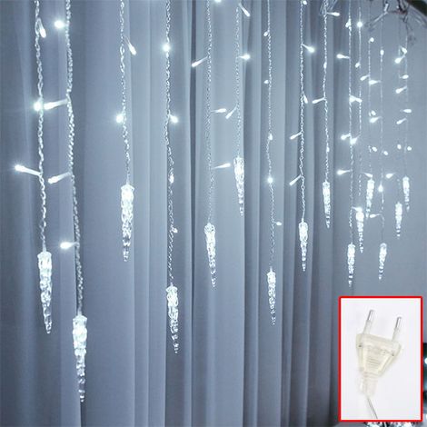 Guirlande blanc de rideau lumineux lumineuse de 5 mètres, lumières de bande de glace de Noël, lumières de décoration intérieure de Noël-220V (1/5)