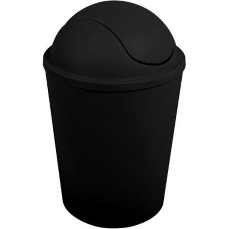 MSV – Poubelle de salle de bain 5,5L – Couvercle basculant amovible – Dimensions 20x15x30,5cm – Matière polypropylène – Couleur noir