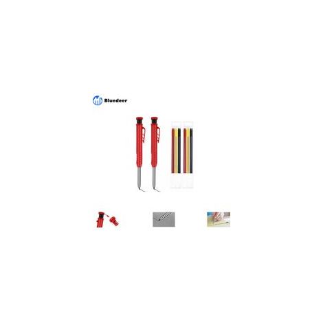 Lot de 4 porte-mines charpentier automatiques solides avec recharges crayon pour le dessin, travail du bois plomb, Noir, Jaune, Rouge (1/5)