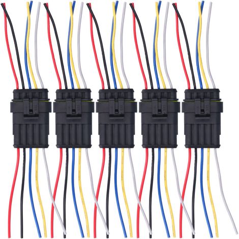 Connecteur électrique automobile 5 voies étanche, ignifugé, résistant et antioxydant (1/5)