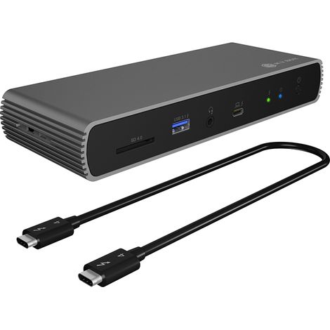 ICY BOX Thunderbolt 4 Docking Station (10 en 1) para 2 monitores (4K 60Hz)/1 Monitor (8K 30Hz), 2 Puertos TB4 (40 Gbps), 4 x USB 3.1, USB-C, 1 x HDMI, 96 W PD portátil/Mac, Ethernet, IB-DK8801-TB4 (1/5)