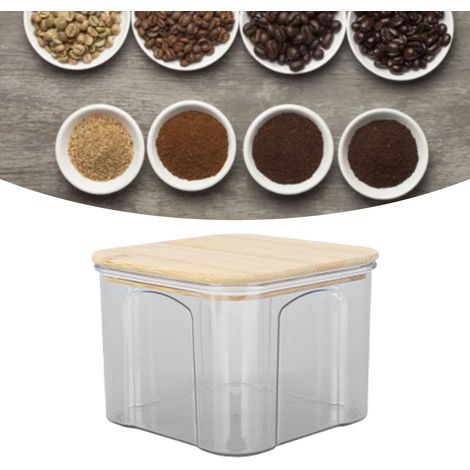 [Bocal Alimentaire] - Bidon Stockage Hermétique Transparent avec Couvercle Bambou pour Noodles, Farine, Cereales, Café - 650ml / 10.7x8.2cm (1/5)