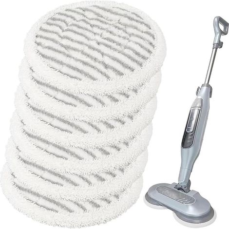 Lot de 6 tampons de rechange pour balai vapeur Shark S6002UK S7201UK, réutilisables, tampons de rechange en microfibre pour tous les sols durs scellés, coussinets rotatifs lavables (1/5)