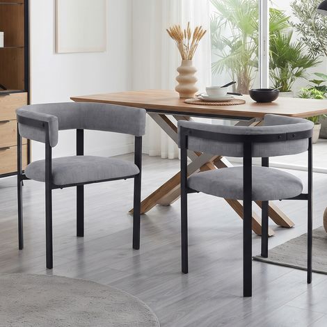 2 sillas de comedor, cómodas y transpirables, adecuadas para restaurantes, salones, cafeterías y otros lugares, estilo moderno, respaldo envolvente completo, tela de chenilla, gris (1/5)