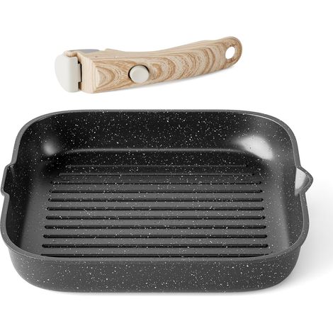 28 cm Induction Poêle à griller avec Poignées Détachables Antiadhésive Poêles à steak Pour tous les poêles Poêles gril sans PFOA Poêle à frire Convient pour le lave-vaisselle et le four (1/5)