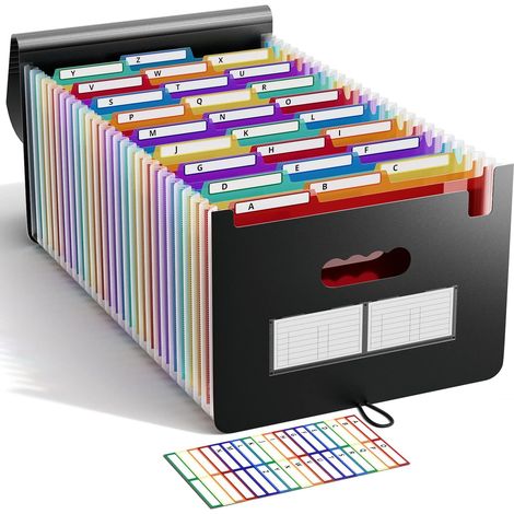 Trieur A4 26 Pochettes/Range Document/ Papier Trieur Valisette Classeur Organiseur Documents Extensible Accordéon Document,Onglets de Couleur Alphabet A-Z (1/5)