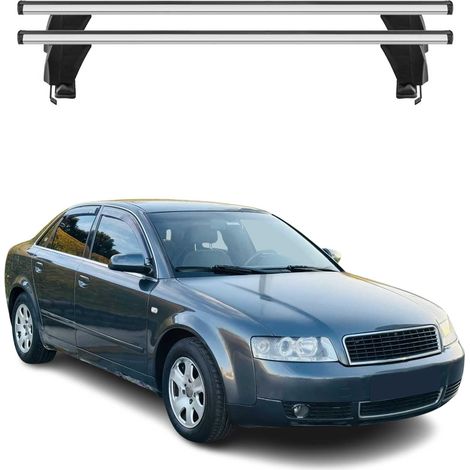 OMAC Barres de toit transversales en aluminium pour Audi A4 B6 Berline 2001-2004 – Antivol – Rainure en T – Testées City Crash – Charge Max 50 kg Argent (1/5)