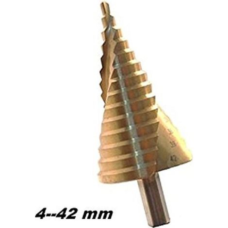 FRESA CONICA A GRADINO 4-42MM - RIVESTIMENTO TITANIO - SCALINI ALLARGAFORI