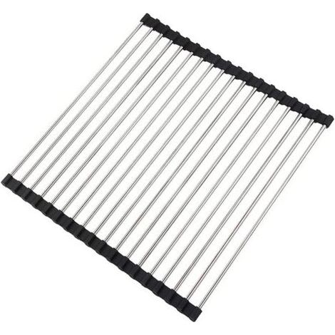 Egoutoire Vaisselle Cuisine Pliable en Inox, Égouttoir à Vaisselle de Comptoir pour Évier, Tapis Egouttoir Vaisselle 43 x 35 cm (1/5)